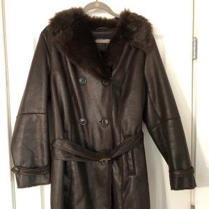 Dark Brown Leather and Fur Coat